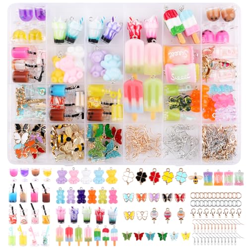 Mjartoria Charms Anhänger Set, Bubble Tea Ohrringe, Ohrringe Selber Machen, Schmetterling Gummibärchen Halskette DIY Geschenk für Armband Schlüsselanhänger Mjartoria Charms Anhänger Set, Bubble Tea Ohrringe, Ohrringe Selber Machen, Schmetterling Gummibärchen Halskette DIY Geschenk für Armband Schlüsselanhänger von Deepton