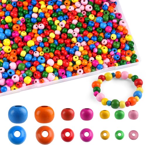 Deepton 1000 Stück Holzperlen zum Auffädeln, Perlen zum Auffädeln Kinder ab 2 3 4 Jahre, Holzperlen Kinder, Bunte Perlen zum Auffädeln, Holzperlen Perlen DIY Armbänder Halsketten Deepton 1000 Stück Holzperlen zum Auffädeln, Perlen zum Auffädeln Kinder ab 2 3 4 Jahre, Holzperlen Kinder, Bunte Perlen zum Auffädeln, Holzperlen Perlen DIY Armbänder Halsketten von Deepton
