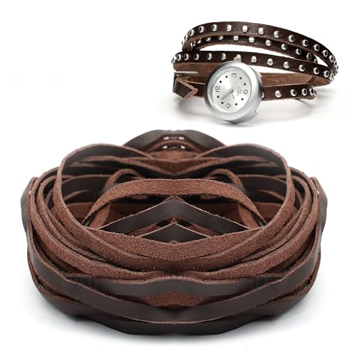 Deepton 10m Lederband 5mm Breit, Flach Lederriemen, Braun Lederbänder Meterware, Weiches Lederstreifen, Leder für DIY-Handwerk Gürtel Armband Schmuckherstellung Kissen (braun) von Deepton