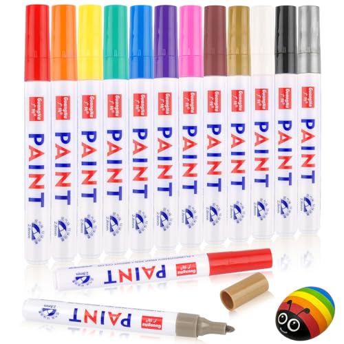 Deepton 12 Permanent Marker Stifte, 8 Farben Bunt Lackstift Stifte, Wasserfest Schnell Trocknend Glasstift Steine Bemalen, Permanentmarker Set für Kunststoff, Karton, Holz, Metall, Leinwand Deepton 12 Permanent Marker Stifte, 8 Farben Bunt Lackstift Stifte, Wasserfest Schnell Trocknend Glasstift Steine Bemalen, Permanentmarker Set für Kunststoff, Karton, Holz, Metall, Leinwand von Deepton
