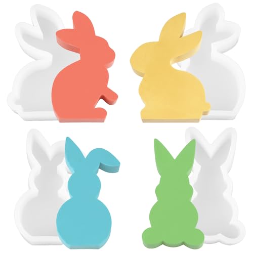 Deepton 4 Stück Osterhase Silikonformen Gießformen, Ostern Silikon Gießform Hase, 3D Osterhasen Silikonform Kerzenhalter, Hasenform Osterndeko Giessform für DIY Gips Deepton 4 Stück Osterhase Silikonformen Gießformen, Ostern Silikon Gießform Hase, 3D Osterhasen Silikonform Kerzenhalter, Hasenform Osterndeko Giessform für DIY Gips von Deepton