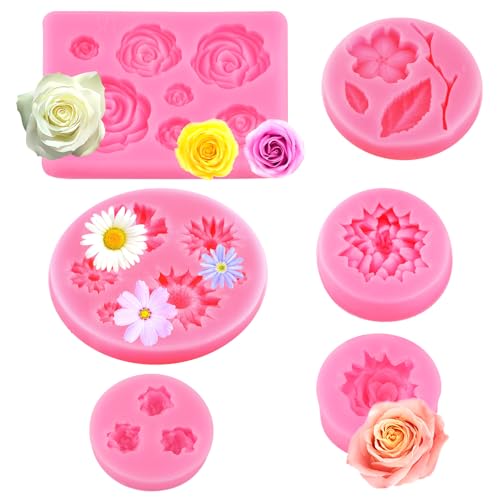 Deepton 6 Stück Silikonform Blumen, 3D Silikonformen Gießformen Blumen, Mini Rosen und Gänseblümchen Formen, Kerzenformen Silikon Set für Handgemachte Süßigkeiten, Schokolade, Kuchen und Seife Deepton 6 Stück Silikonform Blumen, 3D Silikonformen Gießformen Blumen, Mini Rosen und Gänseblümchen Formen, Kerzenformen Silikon Set für Handgemachte Süßigkeiten, Schokolade, Kuchen und Seife von Deepton
