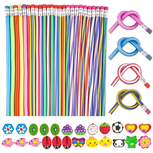 Deepton Biegebleistifte Kinder, 25 Stück Bleistifte Kinder Mitgebsel + 24 Stück Kleine Radiergummis, Kleine Geschenke für Kinder 6 8 9 Jahre, Bleistifte Give Aways Kindergeburtstag Gastgeschenk Deepton Biegebleistifte Kinder, 25 Stück Bleistifte Kinder Mitgebsel + 24 Stück Kleine Radiergummis, Kleine Geschenke für Kinder 6 8 9 Jahre, Bleistifte Give Aways Kindergeburtstag Gastgeschenk von Deepton