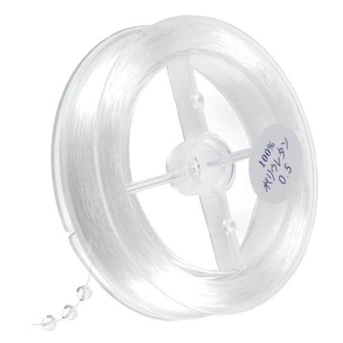 Deepton Elastisches Band für Armbänder, 0.5mm x 100m Gummiband für Armbänder, Transparente Schnur für Armbänder, Armband Gummiband Elastisch, Band für Armbänder, Halsketten, DIY-Schmuck, Kunsthandwerk von Deepton
