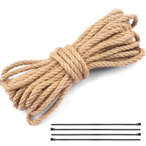 Deepton Juteschnur, 10mm x 10m Dicke Juteseil, Natur Hanfseil Tau Seil Kordel Jute für Katzen Klettergerüst Bastelarbeiten Heimdekoration Deepton Juteschnur, 10mm x 10m Dicke Juteseil, Natur Hanfseil Tau Seil Kordel Jute für Katzen Klettergerüst Bastelarbeiten Heimdekoration von Deepton