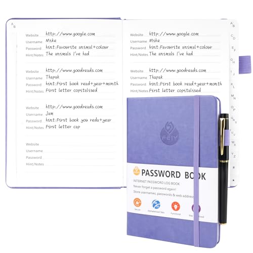 Deepton Passwort Buch, Passwortbuch mit Register A-Z, Password Book mit Adressbuch, Notizbuch mit Register, Passwortbuch mit Innentasche, Telefonbuch mit Register, Passwort Manager - Lila Deepton Passwort Buch, Passwortbuch mit Register A-Z, Password Book mit Adressbuch, Notizbuch mit Register, Passwortbuch mit Innentasche, Telefonbuch mit Register, Passwort Manager - Lila von Deepton