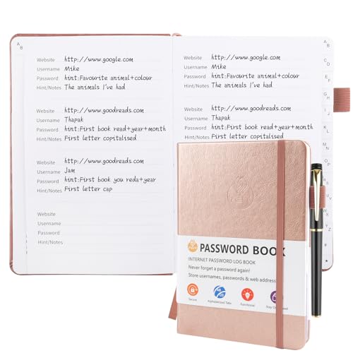 Deepton Passwort Buch, Passwortbuch mit Register A-Z, Password Book mit Adressbuch, Notizbuch mit Register, Passwortbuch mit Innentasche, Telefonbuch mit Register, Passwort Manager - Rosa Deepton Passwort Buch, Passwortbuch mit Register A-Z, Password Book mit Adressbuch, Notizbuch mit Register, Passwortbuch mit Innentasche, Telefonbuch mit Register, Passwort Manager - Rosa von Deepton