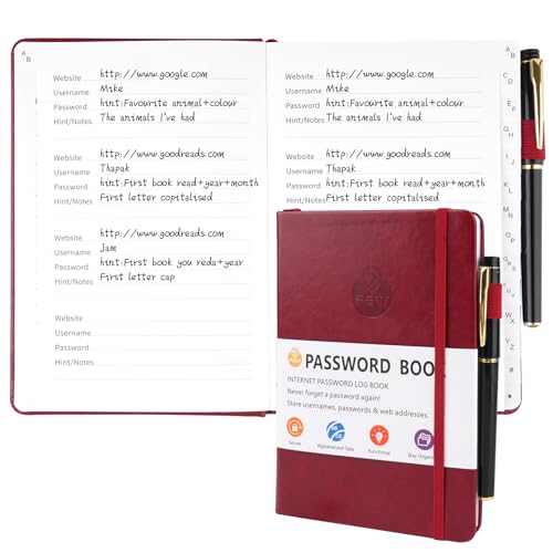 Deepton Passwort Buch, Passwortbuch mit Register A-Z, Password Book mit Adressbuch, Notizbuch mit Register, Passwortbuch mit Innentasche, Telefonbuch mit Register, Passwort Manager - Rotbraun Deepton Passwort Buch, Passwortbuch mit Register A-Z, Password Book mit Adressbuch, Notizbuch mit Register, Passwortbuch mit Innentasche, Telefonbuch mit Register, Passwort Manager - Rotbraun von Deepton