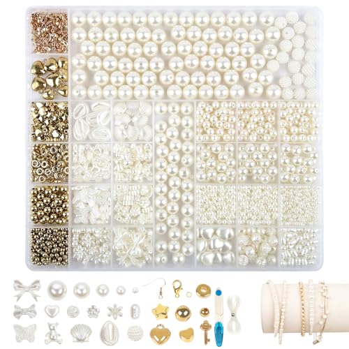 Deepton Perlen Weiß, Perlen zum Auffädeln, Weiße Perlen für Armbänder, DIY Bastelperlen Selber Machen Set, Verschiedene Größenformen Perlen Set Basteln Mädchen für Schmuck, Bracelet Deepton Perlen Weiß, Perlen zum Auffädeln, Weiße Perlen für Armbänder, DIY Bastelperlen Selber Machen Set, Verschiedene Größenformen Perlen Set Basteln Mädchen für Schmuck, Bracelet von Deepton