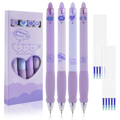 Deepton Radierbarer Kugelschreiber, 4 Stück Radierbarer Tintenroller, Blau Radierbare Stifte, Kugelschreiber Radierbar, Erasable Pen, Gelstifte Radierbar mit 10 Ersatzminen (0,5mm, Lila) Deepton Radierbarer Kugelschreiber, 4 Stück Radierbarer Tintenroller, Blau Radierbare Stifte, Kugelschreiber Radierbar, Erasable Pen, Gelstifte Radierbar mit 10 Ersatzminen (0,5mm, Lila) von Deepton