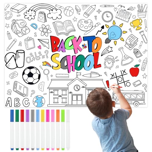 Deepton Tischdecke zum Ausmalen, DIY Ausmaltischdecke Kinder mit 12 Farbstifte, Lustiges Maltischdecke für Kinder, Tischdecke Einschulung, Schulanfang Geschenk Schultüte Füllung für Jungen Mädchen Deepton Tischdecke zum Ausmalen, DIY Ausmaltischdecke Kinder mit 12 Farbstifte, Lustiges Maltischdecke für Kinder, Tischdecke Einschulung, Schulanfang Geschenk Schultüte Füllung für Jungen Mädchen von Deepton
