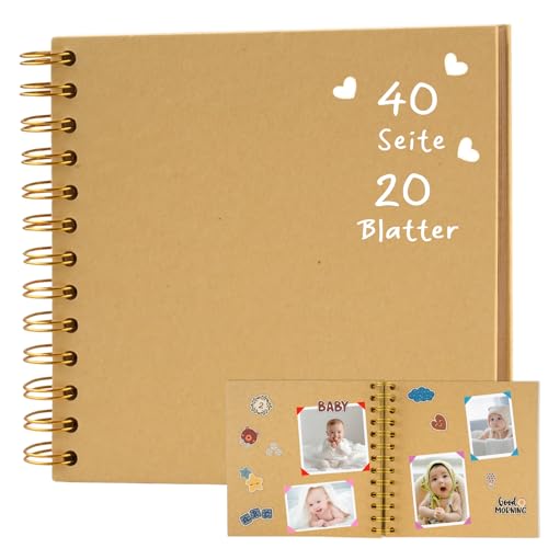 Fotoalbum Zum Selbstgestalten 17x17cm, 20 Blätter Kraftpapier Scrapbook Set, Kreative und Persönliche Fotoalbum zum Einkleben, Spiralalbum für Baby Familie Jahrestag Geburtstag Valentinstag Hochzeit Fotoalbum Zum Selbstgestalten 17x17cm, 20 Blätter Kraftpapier Scrapbook Set, Kreative und Persönliche Fotoalbum zum Einkleben, Spiralalbum für Baby Familie Jahrestag Geburtstag Valentinstag Hochzeit von Deepton