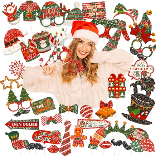 Fotobox Accessoires Weihnachten, 45 STK Fotorahmen Foto Requisiten Weihnachtsparty Deko Weihnachtsfeier Deko Weihnachtsaccessoires Gold Weihnachtsassesoires Fotobox Accessoires Weihnachten, 45 STK Fotorahmen Foto Requisiten Weihnachtsparty Deko Weihnachtsfeier Deko Weihnachtsaccessoires Gold Weihnachtsassesoires von Deepton