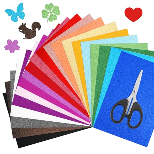 Glitzer-Karton, 20 Farben, A4-Glitzerpapier, 250 g/m², glänzendes Kartonpapier mit einer Schere, für Bastelarbeiten, Geschenkverpackungen, Sammelalben, Geburtstage, Hochzeiten, Party-Dekorationen, 20 Glitzer-Karton, 20 Farben, A4-Glitzerpapier, 250 g/m², glänzendes Kartonpapier mit einer Schere, für Bastelarbeiten, Geschenkverpackungen, Sammelalben, Geburtstage, Hochzeiten, Party-Dekorationen, 20 von Deepton