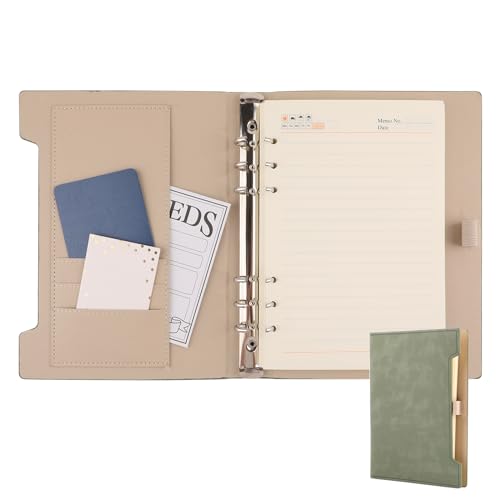 Ringbuch A5, Notizbuch A5 Ringbuch mit Liniert Stifthalter, PU Leder Ringbuch A5 Nachfüllbar, Organizer A5 160 Dicke Seiten, Notizbuch A5 Nachfüllbar Geschenk für Mädchen, Jungen - Grün Ringbuch A5, Notizbuch A5 Ringbuch mit Liniert Stifthalter, PU Leder Ringbuch A5 Nachfüllbar, Organizer A5 160 Dicke Seiten, Notizbuch A5 Nachfüllbar Geschenk für Mädchen, Jungen - Grün von Deepton