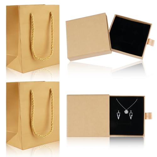 Schmuck Geschenkbox, 2 Stück Schmuckbox, Schmuckschatulle mit 2 Stück Geschenktasche, Schmuck Box, Schmuckbox Klein, Schmuckschachtel für Halskette Ring Geschenke Display Weihnachten Schmuck Geschenkbox, 2 Stück Schmuckbox, Schmuckschatulle mit 2 Stück Geschenktasche, Schmuck Box, Schmuckbox Klein, Schmuckschachtel für Halskette Ring Geschenke Display Weihnachten von Deepton