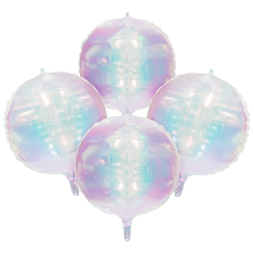 Deermon Riesige 55,9 cm 4D schillernde klare runde Luftballons, transparenter Regenbogen-Ballon in Kugelform für Geburtstag, Hochzeit, Babyparty, groovige Party, Sänger, Musik, Party-Dekoration von Deermon