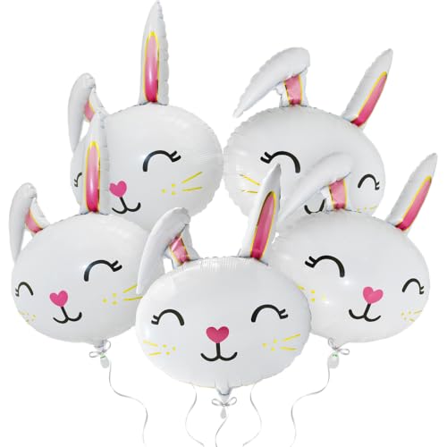 Deermon Schöne Folienballons im Wald, weißer Hasenkopf im Frühling, Dschungel, Cartoon-Tierhasen, Kaninchen, Mylar-Ballon für Babyparty, Geburtstag, Ostern, Party, Dekoration, Zubehör Deermon Schöne Folienballons im Wald, weißer Hasenkopf im Frühling, Dschungel, Cartoon-Tierhasen, Kaninchen, Mylar-Ballon für Babyparty, Geburtstag, Ostern, Party, Dekoration, Zubehör von Deermon