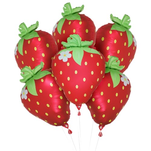 Deermon Schöne matte heiße rote süße Erdbeer-Ballons, Picknick-Thema, Cartoon-Obstbeeren-Folie, Mylar-Ballon für Babyparty, Hochzeit, Valentinstag, Geschlechtsoffenbarung, Geburtstagsparty von Deermon