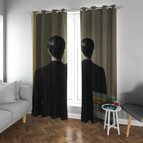 Deertweet Home Verdunkelnder Sichtschutz Vorhang Schwarzer Anzug Männer Fenster Vorhänge Rene Magritte Surrealistische Kunst Verdunkelungsvorhänge für Wohnzimmer Schlafzimmer 2 Paneele H240xB140 von Deertweet Home