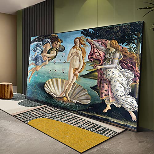 Die Geburt der Venus Renaissance Berühmtes Ölgemälde auf Leinwand Kunst Reproduktion Kunstdruck Klassisches Wandbild für Badezimmer Dekor 85x140cm Innenrahmen von Deertweet Home