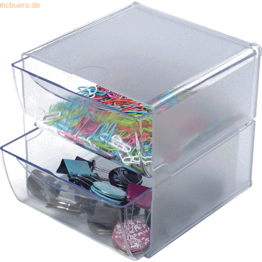Deflecto Organiser Cube transparent 2 Schubladen 15x15x18,2cm von Deflecto
