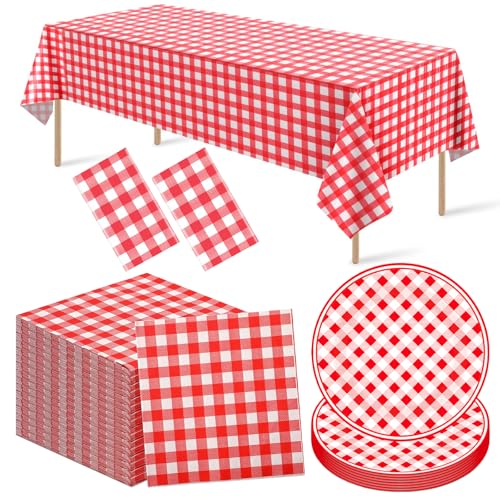 122-teiliges rotes gewelltes Pappteller und Servietten-Set, 60 Stück 17,8 cm große Pappteller und 60 Stück 16,5 cm Servietten, Einweg-Party für Zubehör, Dekorationen, Picknick, Thanksgiving 122-teiliges rotes gewelltes Pappteller und Servietten-Set, 60 Stück 17,8 cm große Pappteller und 60 Stück 16,5 cm Servietten, Einweg-Party für Zubehör, Dekorationen, Picknick, Thanksgiving von Defresit