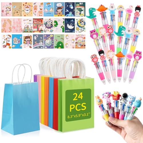 24 Sets mehrfarbige Stifte, alles in einem, 24 lustige motivierende Notizbücher, Notizblöcke, Bleistifte, 24 Stück Papier-Partytüten mit Griffen, Geschenk für Kinder, Geschenke für Schüler von Lehrern 24 Sets mehrfarbige Stifte, alles in einem, 24 lustige motivierende Notizbücher, Notizblöcke, Bleistifte, 24 Stück Papier-Partytüten mit Griffen, Geschenk für Kinder, Geschenke für Schüler von Lehrern von Defresit