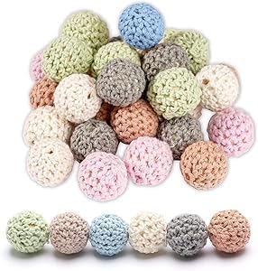 30 Stück Gehäkelt Holzperlen 15mm, Gehäkelt Holzperlen zum Auffädeln, Handgefertigt Holzkugeln Häkelperle, Perlen mit Loch Ketten Selber Machen Set, Wooden Beads Bastelset mit 6 Farben 30 Stück Gehäkelt Holzperlen 15mm, Gehäkelt Holzperlen zum Auffädeln, Handgefertigt Holzkugeln Häkelperle, Perlen mit Loch Ketten Selber Machen Set, Wooden Beads Bastelset mit 6 Farben von Defresit