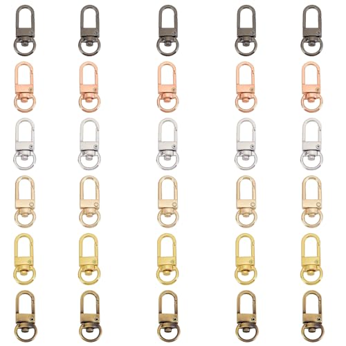 30pcs Karabinerhaken Metal Hummer Krallenverschlüsse Trigger Snap Hooks Schwenker Hummer Haken Drehbare Karabinerhaken für Taschen, Schlüsselanhänger, Schmuck, Diy Handwerk-6 Farben von Defresit