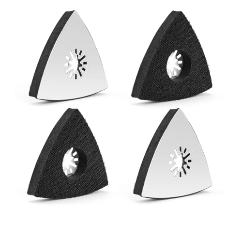 4 Stück Dreieck Schleifteller, Multitool Schleifplatte 80mm, mit 8 Schleifpapier Dreieckschleifer, für Holz, Metall, Hartplastik, Putz, Schleifen, Entrosten 4 Stück Dreieck Schleifteller, Multitool Schleifplatte 80mm, mit 8 Schleifpapier Dreieckschleifer, für Holz, Metall, Hartplastik, Putz, Schleifen, Entrosten von Defresit