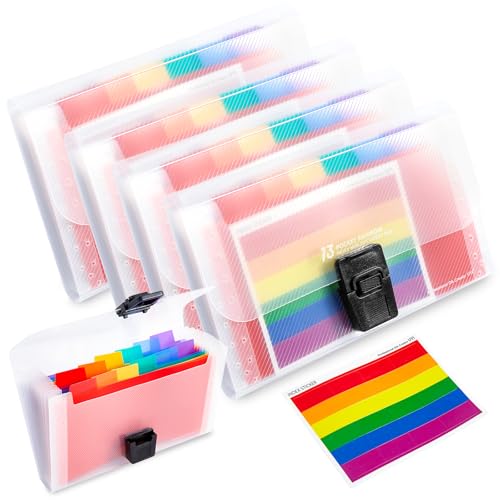 Fächermappe, Karteikartenhalter, A6, 13 Fächer, tragbarer Regenbogen-Dokumenten-Organizer, mehrfarbig, Kunststoff, erweiterbar, mit farbigen Etiketten, Index, 4 Stück Fächermappe, Karteikartenhalter, A6, 13 Fächer, tragbarer Regenbogen-Dokumenten-Organizer, mehrfarbig, Kunststoff, erweiterbar, mit farbigen Etiketten, Index, 4 Stück von Defresit