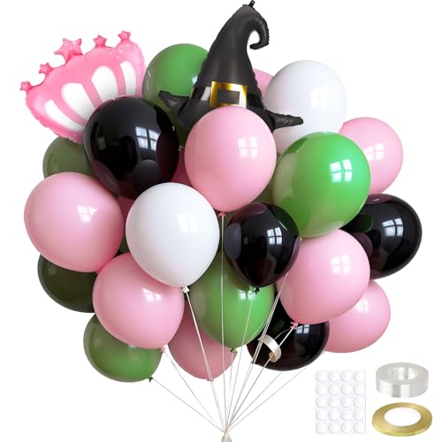 Grün-rosa Party-Ballons, 30,5 cm, grün-rosa, schwarz-weiß, mit rosa Krähe und Zaubererhut, Party-Dekoration für Hexen-Prinzessinnen-Thema, Disco, Cosplay, Geburtstag, Babyparty, Dekorzubehör Grün-rosa Party-Ballons, 30,5 cm, grün-rosa, schwarz-weiß, mit rosa Krähe und Zaubererhut, Party-Dekoration für Hexen-Prinzessinnen-Thema, Disco, Cosplay, Geburtstag, Babyparty, Dekorzubehör von Defresit