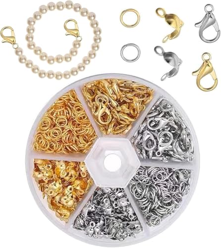 Defresit Kettenverschluss, Verschlüsse für Armbänder - Enthalten Biegeringe, Karabiner Verschluss, Crimpenden und Werkzeugen für DIY Handwerk Schmuckarmband - Gold+Silber Defresit Kettenverschluss, Verschlüsse für Armbänder - Enthalten Biegeringe, Karabiner Verschluss, Crimpenden und Werkzeugen für DIY Handwerk Schmuckarmband - Gold+Silber von Defresit