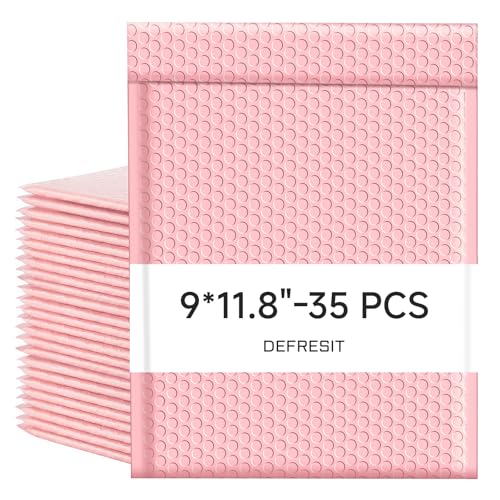 Luftpolster-Versandtaschen, 25 x 30 cm, Luftpolsterumschläge, Polymailer-Versandtaschen, selbstklebend, Rosa, 35 Stück Luftpolster-Versandtaschen, 25 x 30 cm, Luftpolsterumschläge, Polymailer-Versandtaschen, selbstklebend, Rosa, 35 Stück von Defresit