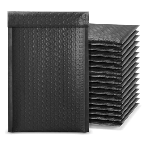 Luftpolster-Versandtaschen, selbstklebend, Luftpolsterumschläge, Poly-Luftpolster-Versandtaschen, Versand, Verpackung, Schwarz, 13 x 18 cm, 60 Stück von Defresit