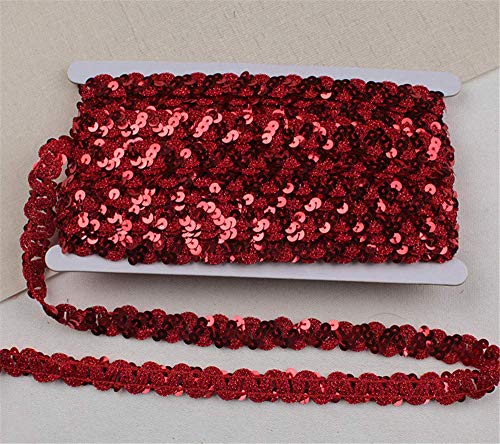 Deike Mild 20M*1.5cm Pailletten Band Glänzende Paillettenbänder DIY Glänzendes Paillettenband, für Bastelprojekte, Tanzbekleidungen (Rot) von Deike Mild