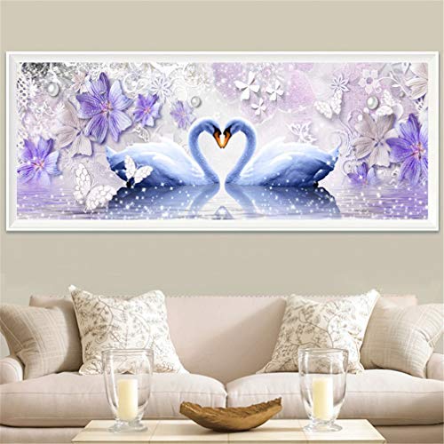 Deike Mild 5D Diamond Painting Rhinestone Schwan Diamant Painting Kit Crystal Strass Handwerk Malerei DIY Mosaik Bild Handarbeit Basteln Wohnkultur (150X60cm) von Deike Mild
