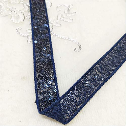 Paillettenband Farbiges DIY Pailletten Band für Bastelprojekte Tanzbekleidungen Dekorationen 35 mm Breites 18m Länge (Dunkelblau) von Deike Mild