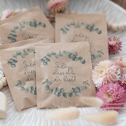 Dein Gastgeschenk 20 Stück - Wundervolle Hochzeit mit Blumensamen mit Eukalyptus Motiv - Schön, dass Du da bist - Tolle Kommunion, Konfirmation, Taufe und Geburtstag Dein Gastgeschenk 20 Stück - Wundervolle Hochzeit mit Blumensamen mit Eukalyptus Motiv - Schön, dass Du da bist - Tolle Kommunion, Konfirmation, Taufe und Geburtstag von Dein Gastgeschenk