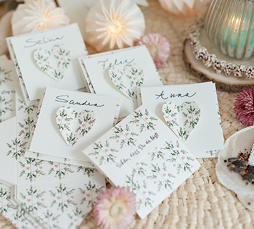 Dein Gastgeschenk 20 Stück Blumensamen - Tischkärtchen zum Beschriften - zur Hochzeit, Taufe, Kommunion, Konfirmation, Geburtstag (Flora) von Dein Gastgeschenk