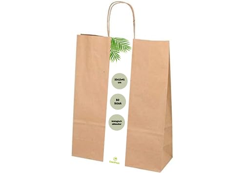 DeinPack Umweltschonende Papier Tragetaschen groß I Papiertüten Geschenktüten Papiertragetaschen biologisch abbaubar, kompostierbar I 50 x braune Papier Tüten 32 x 12 x 41 cm DeinPack Umweltschonende Papier Tragetaschen groß I Papiertüten Geschenktüten Papiertragetaschen biologisch abbaubar, kompostierbar I 50 x braune Papier Tüten 32 x 12 x 41 cm von DeinPack