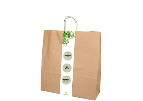 DeinPack Umweltschonende Papier Tragetaschen groß I Papiertüten Geschenktüten Papiertragetaschen biologisch abbaubar, kompostierbar I 50 x braune Papier Tüten 46 x 16 x 49 cm DeinPack Umweltschonende Papier Tragetaschen groß I Papiertüten Geschenktüten Papiertragetaschen biologisch abbaubar, kompostierbar I 50 x braune Papier Tüten 46 x 16 x 49 cm von DeinPack