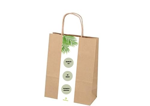DeinPack Umweltschonende Papier Tragetaschen klein I Papiertüten Geschenktüten Papiertragetaschen biologisch abbaubar, kompostierbar I 25 x braune Papier Tüten 18 x 8 x 24 cm DeinPack Umweltschonende Papier Tragetaschen klein I Papiertüten Geschenktüten Papiertragetaschen biologisch abbaubar, kompostierbar I 25 x braune Papier Tüten 18 x 8 x 24 cm von DeinPack