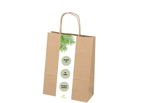 DeinPack Umweltschonende Papier Tragetaschen klein I Papiertüten Geschenktüten Papiertragetaschen biologisch abbaubar, kompostierbar I 50 x braune Papier Tüten 18 x 8 x 24 cm DeinPack Umweltschonende Papier Tragetaschen klein I Papiertüten Geschenktüten Papiertragetaschen biologisch abbaubar, kompostierbar I 50 x braune Papier Tüten 18 x 8 x 24 cm von DeinPack