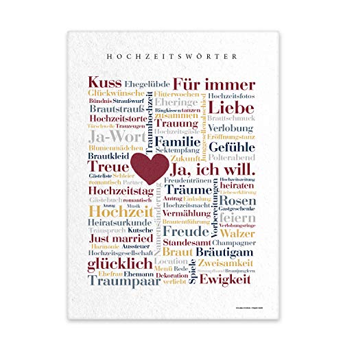 Leinwand Hochzeitswörter – Keilrahmen 50x70 cm Leinwand Hochzeitswörter – Keilrahmen 50x70 cm von Deine Wörter