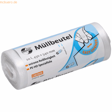 Deiss Müllbeutel UNIVERSAL PLUS 49901 20l transparent 50 Stück von Deiss