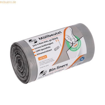 Deiss Müllsack FIRST PLUS 34041 30l grau 50 Stück von Deiss