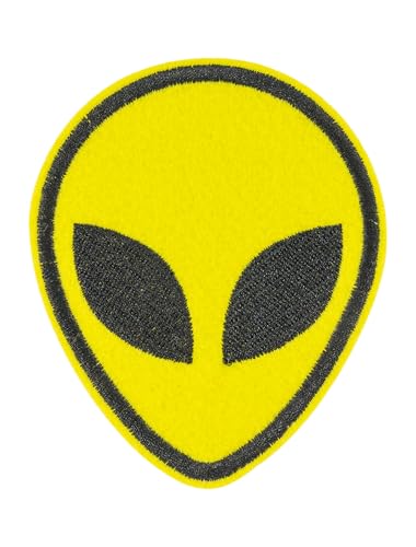 Bügelpatch Alien 9,5cm schwarz/gelb von Deiters