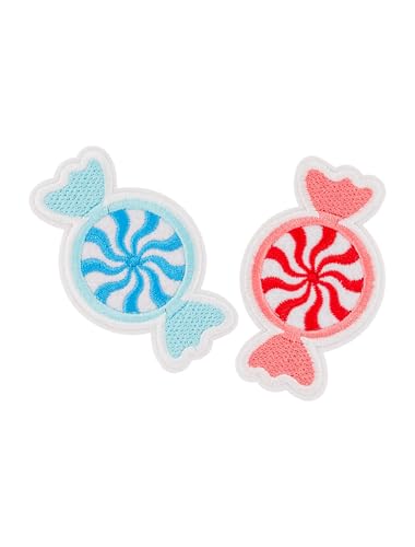 Bügelpatch Candy Bonbons 2 Stk. 7cm rot/blau von Deiters
